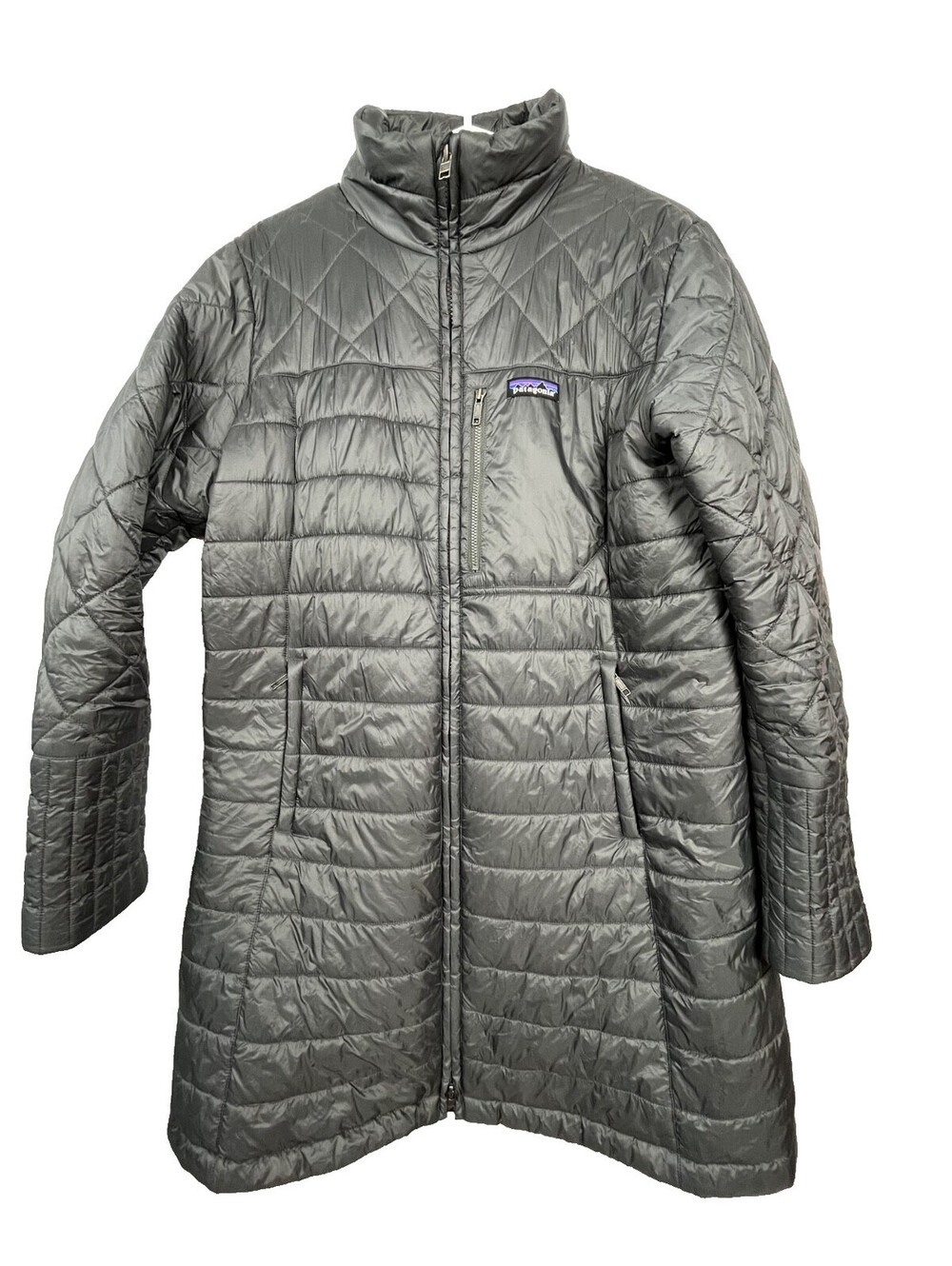 Patagonia Nano Puff Parka Womens Large Gray Quilted Insulated Puffer Coat Long